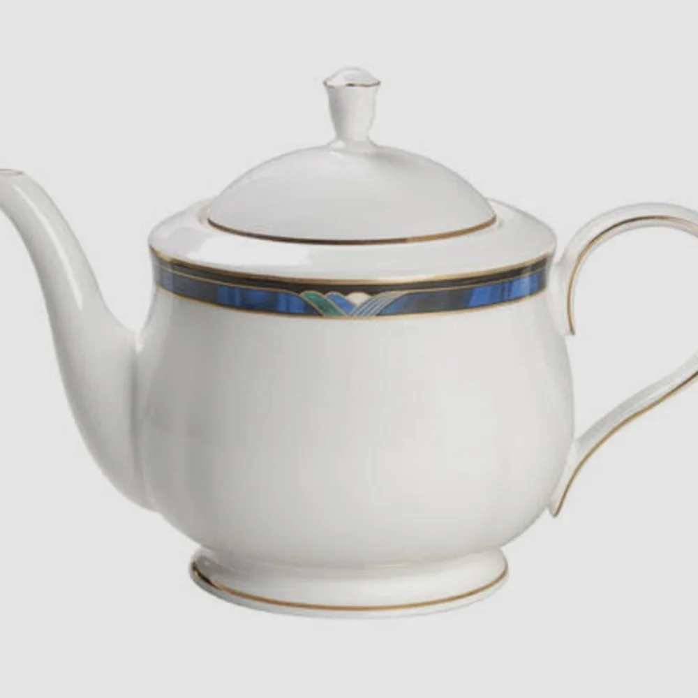 Lenox Royal Kelly Elegant White and Blue Teapot 